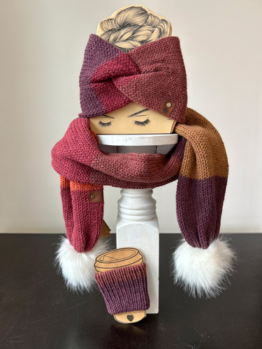 Knit Winter 3-pc Set (Cranberry Crisp)